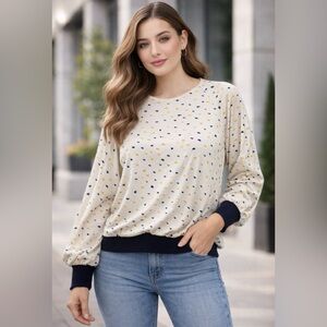 Silk Vintage Canadian Made Chic Polka Dot Long Sleeve Top